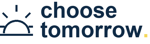 Choose Tomorrow logo in midnight navy.